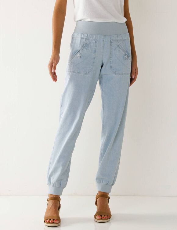 Jean blousant taille élastiquée (bleached clair) Jean blousant taille élastiquée (bleached clair)